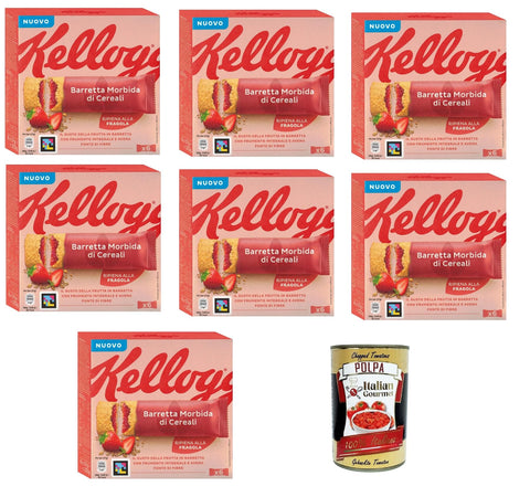 Barretta Morbida Cereali Integrali con Ripieno alla Fragola SnackSoft Bar Whole Grain Snack with Strawberry Filling 7 x 220 g + Italian Gourmet Polpa 400 g