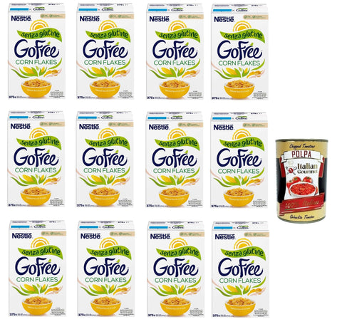 Nestlé Go Free Corn Flakes Gluten-Free Corn Flakes Cereals Milk & Yoghurt 375 g + Italian Gourmet Oplpa 400 g Pack of 12
