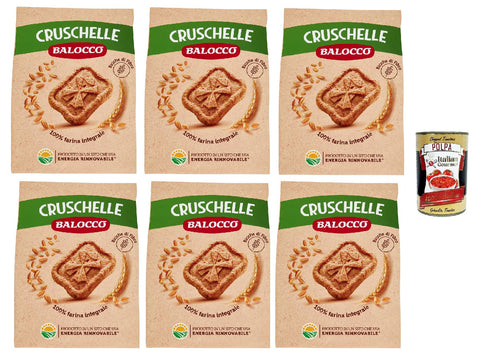 Balocco Cruschelle Biscotti con farina integrale e zucchero di canna biscuits with whole grain flour and brown sugar biscuits cookies 100% Italian biscuits 6 x 700 g + Italian Gourmet polpa 400 g