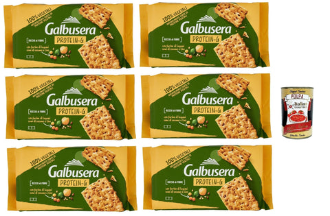 Galbusera Protein G, Cracker Con Farine Di Legumi, Semi Di Sesamo E Lino, Cracker with Legumes Flour, Sesame and Flax Seeds 6 x 280 g + Italian Gourmet Polpa 400 g