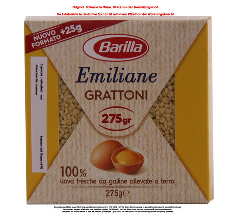 Barilla Emiliane Grattoni all'Uovo 12 x 275g = 3300g Eggs 19.36% Egg Pastry