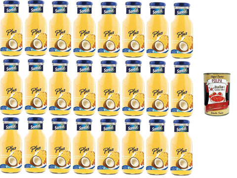 Santal Plus Fruit Juice with Pineapple and Coconut Flavour 24 x 250 ml + Italian Gourmet Polpa 400 g