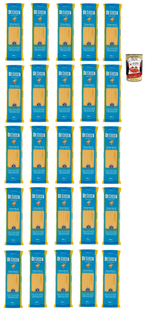De Cecco Fettuccelle N°6 100% Italian Pasta Noodles 24 x 500 g + Italian Gourmet Polpa 400 g