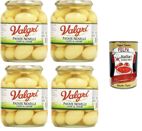 Valgri - Patate Novelle, Cotte al Vapore Potatoes, Steamed - 4 x 680 g + Italian Gourmet Polpa 400 g
