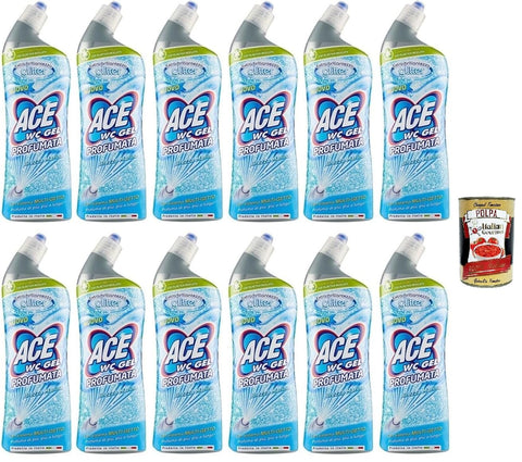 Ace Glitter Toilet Gel Profumato Brezza Marina, Perfumed Toilet Cleaner, Extra Shine Effect with Glitter, 12 x 700 ml + Italian Gourmet Polpa 400 g