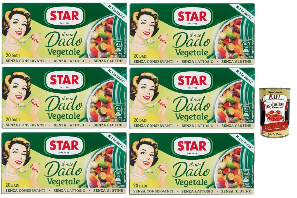 3x Star il Mio Dado Vegetale with 9 Vegetables, No Preservatives, Lactose-free and Gluten-Free + Italian Gourmet Polpa 400 g