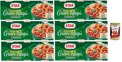 Il Mio Gran Ragù Star Classico, N.1 in Italy, Tomato Sauce 6x (3x 100g) Sauce Tomato Soup, Meat and Tomato Sauce + Italian Gourmet Polpa 400g