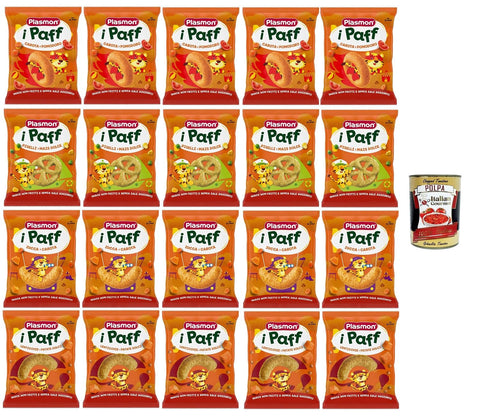 Plasmon Snack i Paff Test Pack Snacks, Not Fried and No Added Salt, Perfect for Your Child's Small Hands 20 x 15 g + Italian Gourmet Polpa 400 g