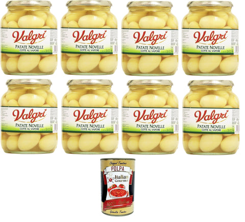 Valgri Patate Novelle, Cotte al Vapore Potatoes, Steamed, 8 x 680 g + Italian Gourmet Polpa 400 g