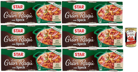 Star il mio Gran Ragù con Smoked Ham, with 100% Italian Meat, N.1 in Italy, 6 x Pack of 3 Tins of 100 g + Italian Gourmet Polpa 400 g