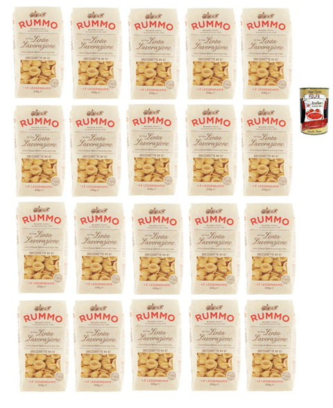 Rummo Le Leggendarie Orecchiette N° 87, Pasta Lenta Lavorazione Pasta Made of Durum Wheat Semolina Bronze Drawing 20 x 500 g + Italian Gourmet Polpa 400 g