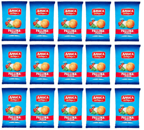 15 x Amica Chips Pallina Pizza Corn Snacks with Pizza Flavour Salty Snack 125 g Bag