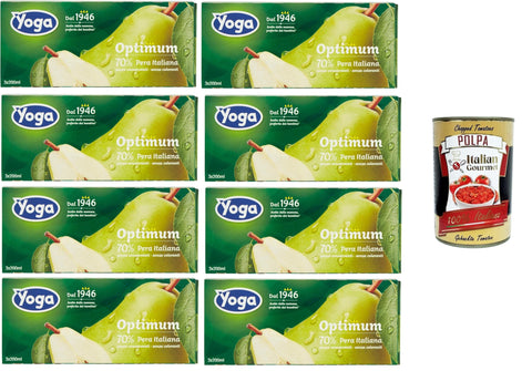 Yoga Succhi di Frutta Optimum Pera, Pear Fruit Juices, Alcohol-Free Soft Drink 24 x 200 ml + Italian Gourmet Polpa di Pomodoro 400 g Tin