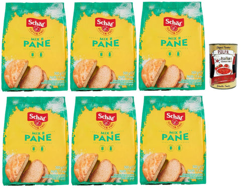 Schär Mix Pane - Mix B Preparato per Pane e Impasti Lievitati Senza Glutine, Mix for Bread, Ready for Cooked, Gluten-Free Dough, 6 x 500 g + Italian Gourmet Polpa 400 g