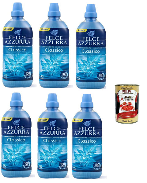 6 x Felce Azzurra Fabric Softener Concentrate, Distinctive Fragrance 45 Washes - 900 ml + Italian Gourmet Polpa 400 g