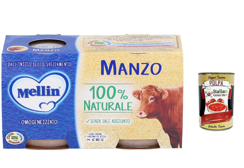 3 x Mellin Di Manzo, Beef Natural, 2 x 80 g + Italian Gourmet Polpa 400 g