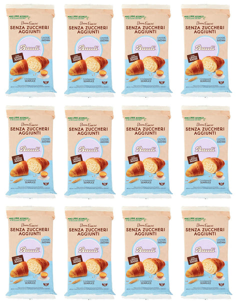 12 x Bauli Cornetti Croissant Semplice Senza Zuccheri Aggiunti con Lievito Madre Croissant without Added Sugar with Sourdough Pack of 185 g, Each Pack Contains 5 Croissants of 37 g
