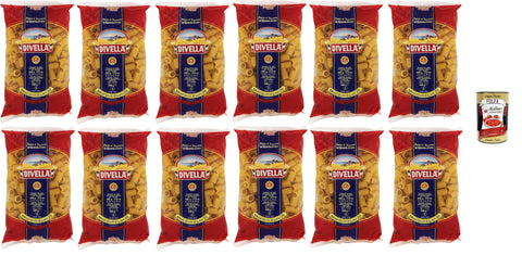 Divella Pasta 100% Italian Mezzi Occhi di Lupo N° 20, Durum Wheat Semolina Pasta, Cooking 11 Minutes 12x 500g + Italian Gourmet Polpa 400g