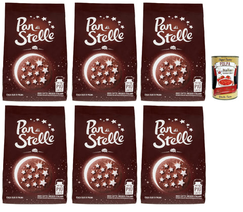 Mulino Bianco Biscotti Pan di stelle 6 x 350 g Italy Biscuits Cookies Cakes, Breakfast Biscuits, Cocoa Biscuit Hazelnuts and 100% Fresh Milk + Italian Gourmet Polpa 400 g