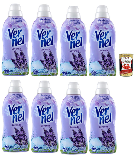 Vernel Vernel Lavender Fabric Softener Concentrate Washing Machine, Fabric Softener for Laundry with Fragrance up to 100 Days, 700 ml - 8 x 700 ml + Italian Gourmet Polpa 400 g