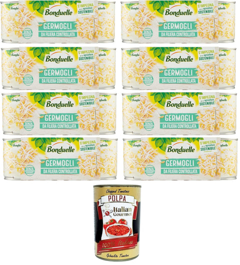 Bonduelle Germogli Di Soia Soybeans 8 x 600 g (3 x 200 g) + Italian Gourmet Polpa 400 g