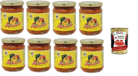 Fratelli Contorno, Peperonata Sicilian Pepper Based Appetizer 8 x 200 g + Italian Gourmet Polpa 400 g