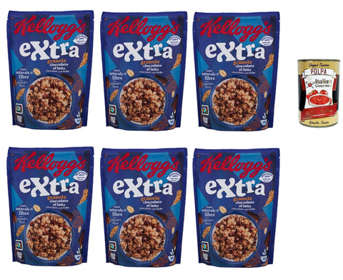 Extra Cioccolato al Latte, Crispy Oatmeal 100% Whole Grain with Milk Chocolate, 6 x 375 g + Italian Gourmet Polpa 400 g