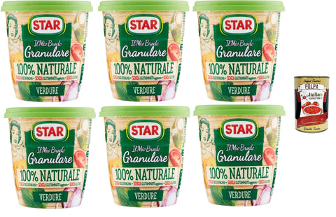 Star Il Mio Brodo Granulare 100% Natural Vegetal, 6 x 150 g, Rich in Flavour, Palm Oil without Glutamate, Gluten-Free, Excellent for Flavouring Your Recipes + Italian Gourmet Polpa 400 g