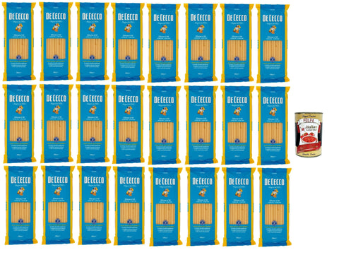 De Cecco Zitone No. 19 Durum Wheat Pasta 24 x 500 g – Long Tubes, Bronze Wire Drawing, Slow Drying ~36 Hours – Cooking 9 Minutes (al Dente 7 Min) – Made in Italy + Italian Gourmet Polpa 400 g