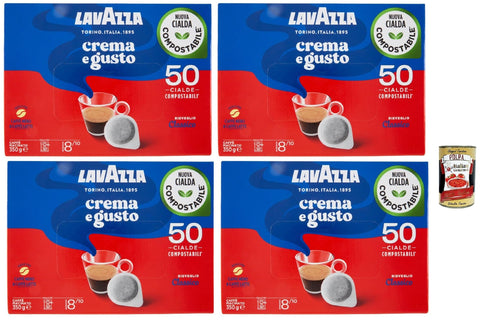 Lavazza Crema e Gusto Cialde E.S.E. 44 mm - 4×50=200 Pads, Compostable, Intensity 8/10, Classic Espresso, Compatible with ESE Pad Machines, Individually Packed + Italian Gourmet Polpa
