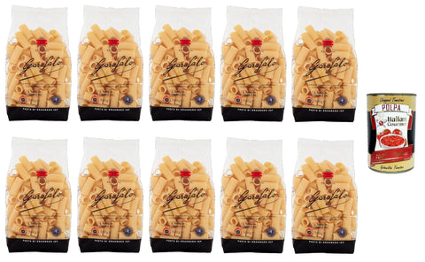 Rigatoni No. 35 Neapolitan Durum Wheat Semolina Pack of 500 g Pasta IGP + Italian Gourmet Polpa 400 g Pack of 10