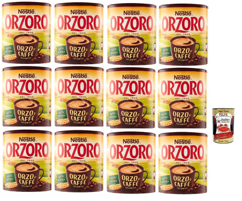 Orzoro- Orzo & Caffe', Preparato Solubile, Orzo and Coffee Instant Soluble Barley Grain Coffee Coffee, 12 x 120 g + Italian Gourmet Polpa 400 g