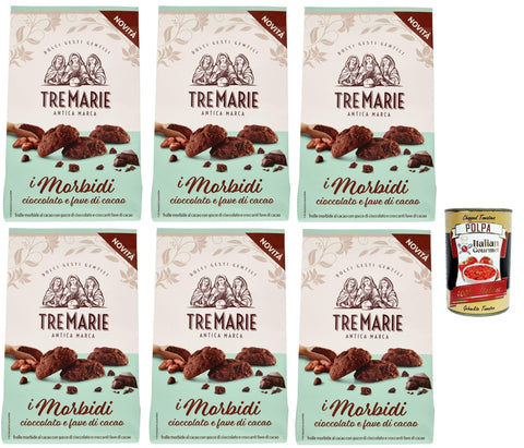 Tre marie biscotti, i morbidi cioccolato e fave di cacao, chocolate and cocoa bean biscuits biscuits 6 x 300 g + Italian GOurmet polpa 400 g