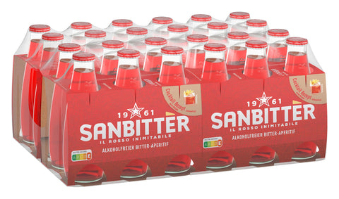 Sanpellegrino Sanbittèr Alcohol-Free Aperitif from Italy Bitter Sweet Tart Aroma Made from Citrus Fruits and Fine Alpine Herbs Suitable for Mixed Drinks and Cocktails Pack of 24 (24 x 98 ml)