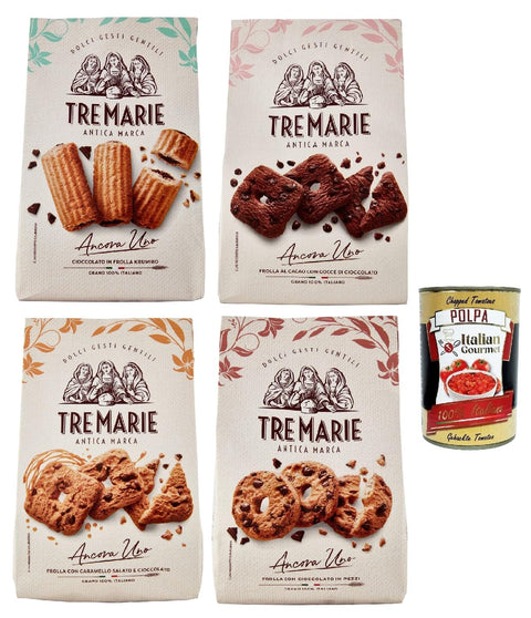 Tre Marie Ancora Uno Test Pack, Biscuits with Cocoa, 4x Pieces, Cookies Biscuit Old Fashioned Pastries, 100% Italian Biscuits + Italian Gourmet Polpa 400 g