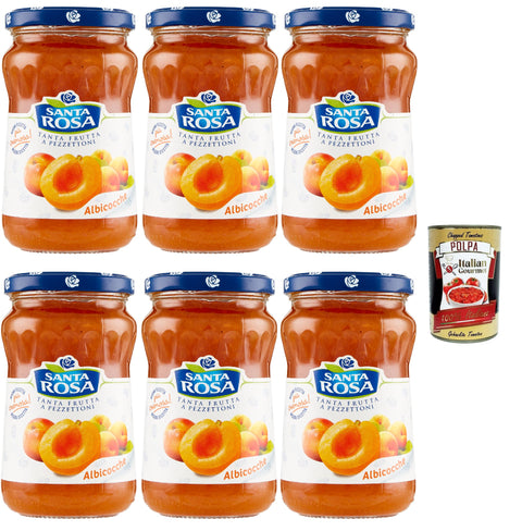 Santa Rosa, Confettura di Albicocche, Apricot Jam, Apricot Jam, Ideal for Desserts and Cakes, 6 x 350 g + Italian Gourmet Polpa 400 g