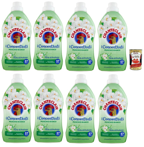 Chante Clair, I Concentrati Ammorbidente Sublime Muschio Bianco White Musk Fabric Softener 8 x 1140 ml Long-Lasting Fragrance 57 Washes Laundry Detergent & Italian Gourmet Polpa 400 g