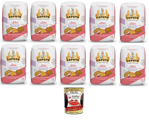 Caputo Alba, Soft Wheat Flour 00 Ideal for Brioches, Doughnuts and Puff Pastry 10 x 1 kg + Italian Gourmet Polpa 400 g
