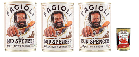 Fagioli alla Bud Spencer – White beans in tomato sauce, box 3x 400g | Original Italian recipe | Ready to heat | Protein source | Ideal camping & fast meals + Italian Gourmet