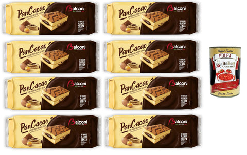Balconi Pancacao, Morbido Pan di Spagna e Dolce Crema al Cacao Pancacoa, Soft Sponge Cake and Sweet Cocoa Cream 8 x 280 g + Italian Gourmet Polpa 400 g