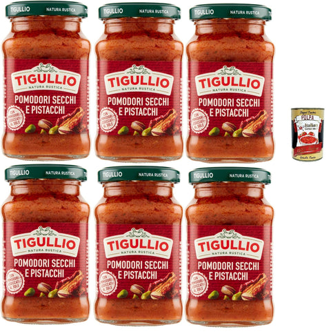 Star Tigullio: "Gran Pesto Pomodori Secchi e Pistacchi" Dried Tomatoes and Pistachio Pesto - 6 x 190g + Italian Gourmet Polpa 400g