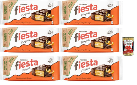 Fiesta 10 Snacks Sponge Cake with Chocolate, Delicate Orange Flavour, Excellent for Breakfast and Snack, 6 x 360 g + Italian Gourmet Polpa 400 g