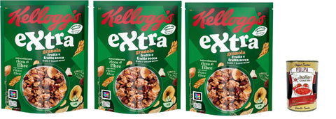 Cereali Extra "Frutti Secca" | Try Dried Fruits | Breakfast Cereals, Muesli with Crispy Oats | 3 x 375 g + Italian Gourmet Polpa 400 g