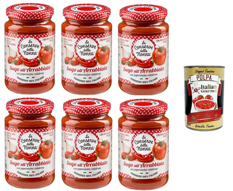 Le Conserve della Nonna Sugo All'Arrabbiata Sauce 6x 190g + Italian Gourmet Polpa 400g