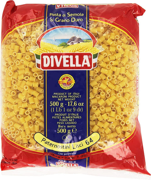 Divella Paternostini Lisci N. 64 Durum Wheat Semolina Pasta Italian Noodles 500 g Pack + Italian Gourmet Polpa di Pomodoro 400 g Tin Pack of 10