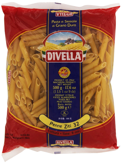 Divella Penne Ziti 32 a Pasta di Semola di Grano Duro - 500 g