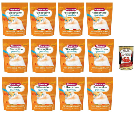 Plasmon Biscottino Granulato, dal 6° mese, 100% Italian Grano, 12 x 350 g + Italian Gourmet Polpa 400 g