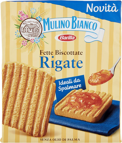 6 x Mulino Bianco Fette Biscottate Rigate Rusk Biscuits Baked Bread 315 g Biscuits