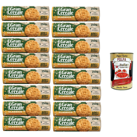 GranCereale Classico Biscuits 16 x 250 g | Whole Grain Biscuits with Extra Oatmeal - Crispy, High-Fibre, No Palm Oil, Recyclable Pack, 100% Italian Cereals + Italian Gourmet Polpa