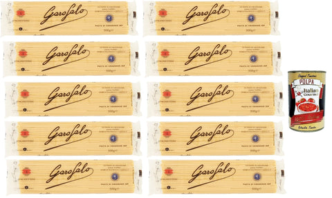 10x Spaghettini N. 4 Neapolitan Durum Wheat Semolina Pack of 500 g Pasta IGP + Italian Gourmet Polpa 400 g
